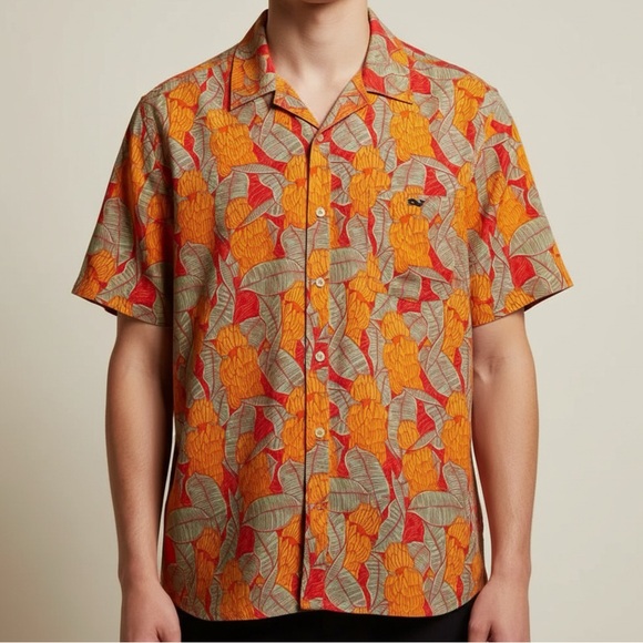 Vineyard Vines Other - Vineyard Vines Orange and Red Leaf Pattern Shirt